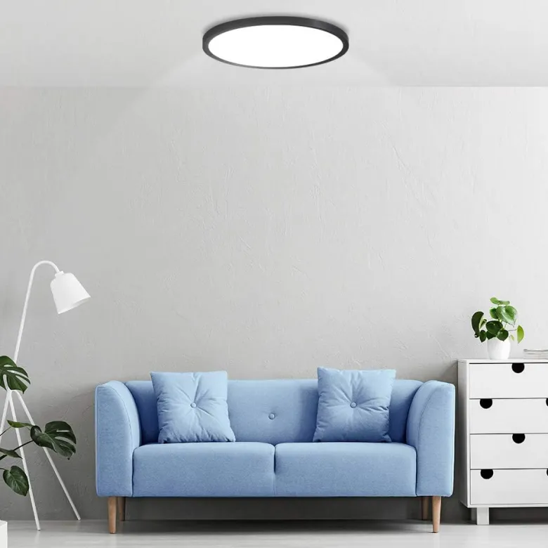 Plafón Led MOON KRAMFOR 22W, Ø300mm, CCT, regulable, negro