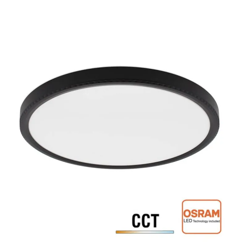 Plafón Led MOON KRAMFOR 22W, Ø300mm, CCT, regulable, negro