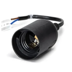 Portalámparas casquillo E27 negro con cable