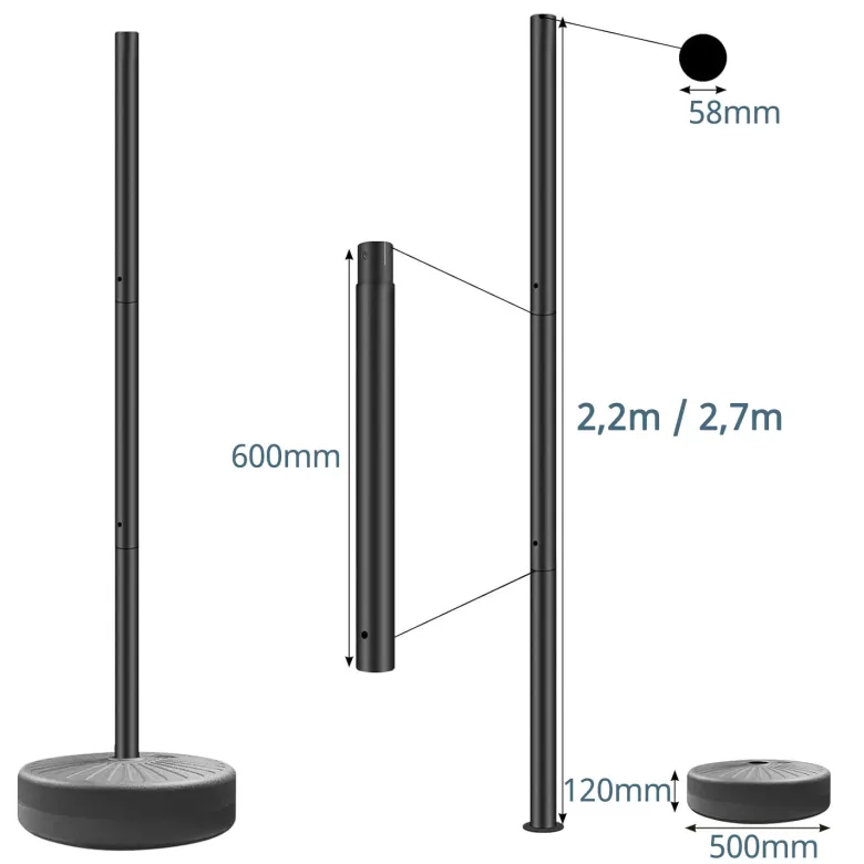 Poste farola portátil acero galvanizado modular 2,2m