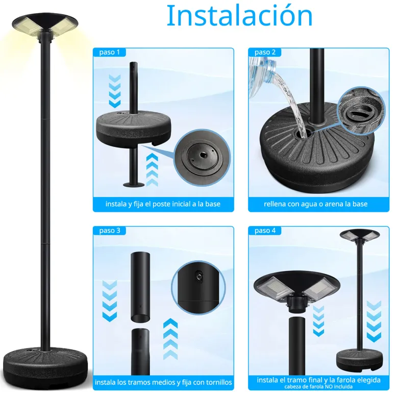 Poste farola portátil acero galvanizado modular 2,7m