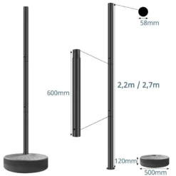 Poste farola portátil acero galvanizado modular 2,7m