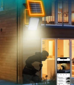 Proyector LED + CCTV CAM WiFi, 200W Solar