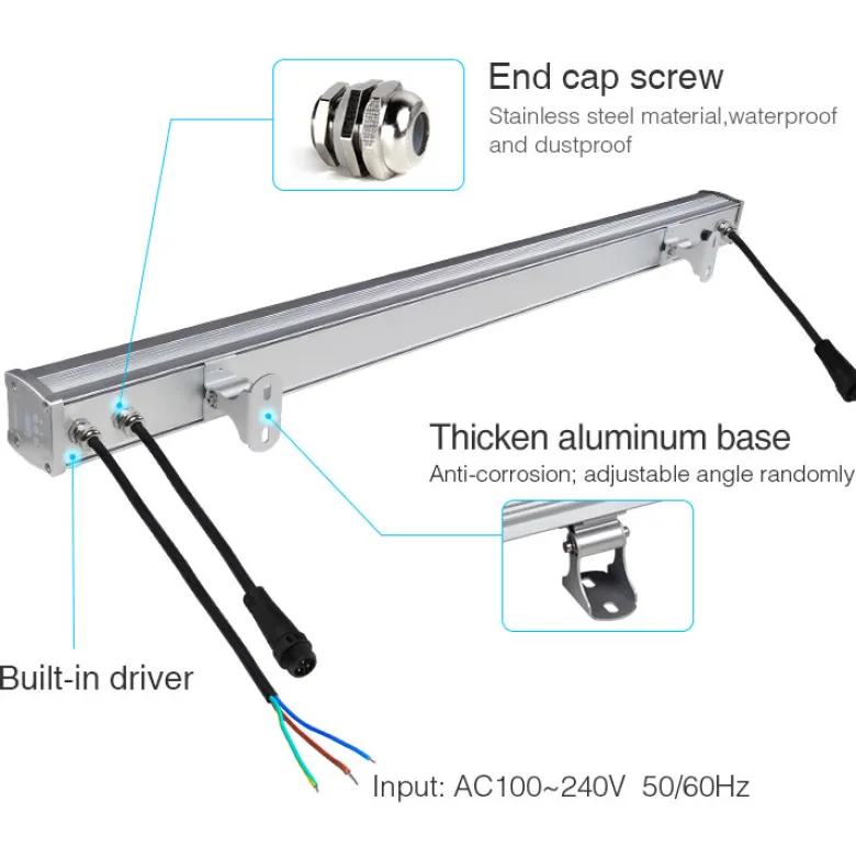 Proyector LED lineal 72W RGB+CCT, 220V, DMX512, RDM, 1m