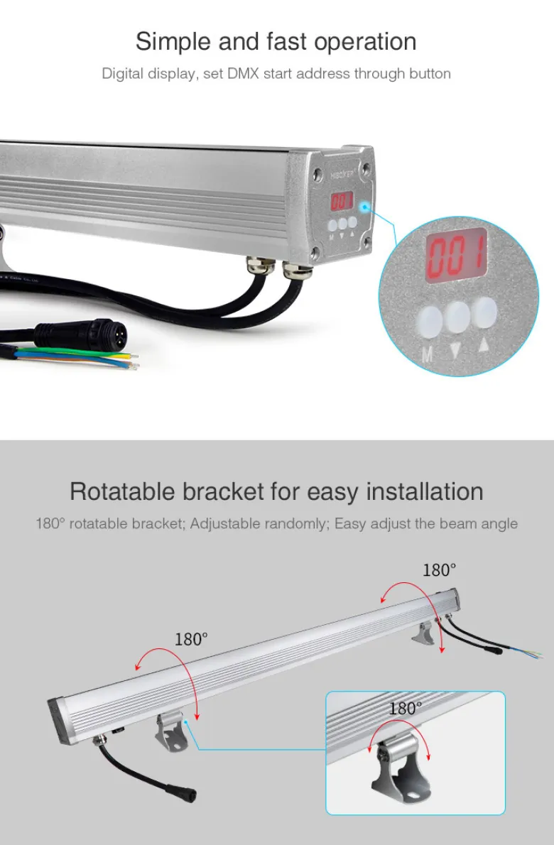 Proyector LED lineal 72W RGB+CCT, 220V, DMX512, RDM, 1m