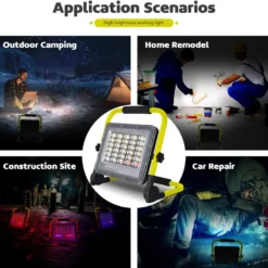 Proyector LED, 100W con batería de Litio recargable + emergencia