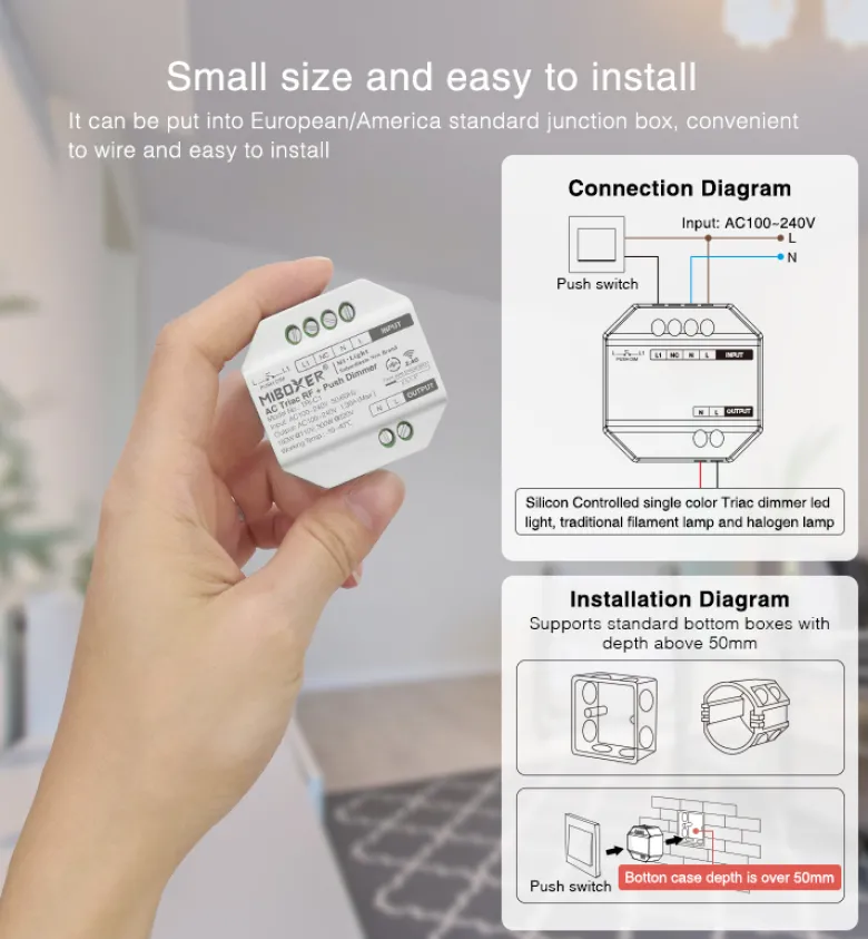 Regulador TRIAC Dimmer 300W, RF-multifunción C1