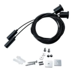 Set de 2 cables de suspensión 2m para perfiles y carriles, negro