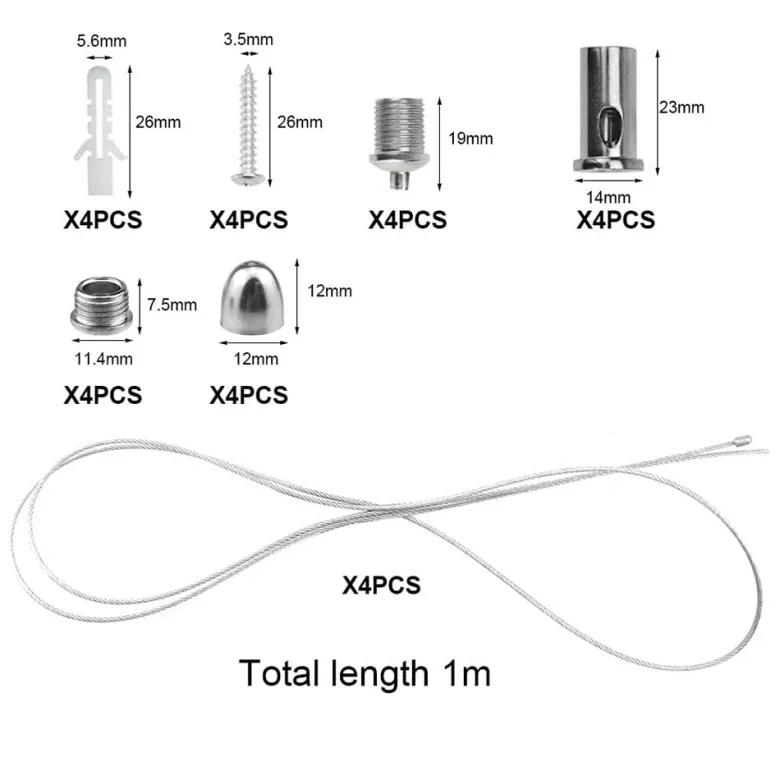 Set de 4 cables de suspensión para instalación de panel led 1m