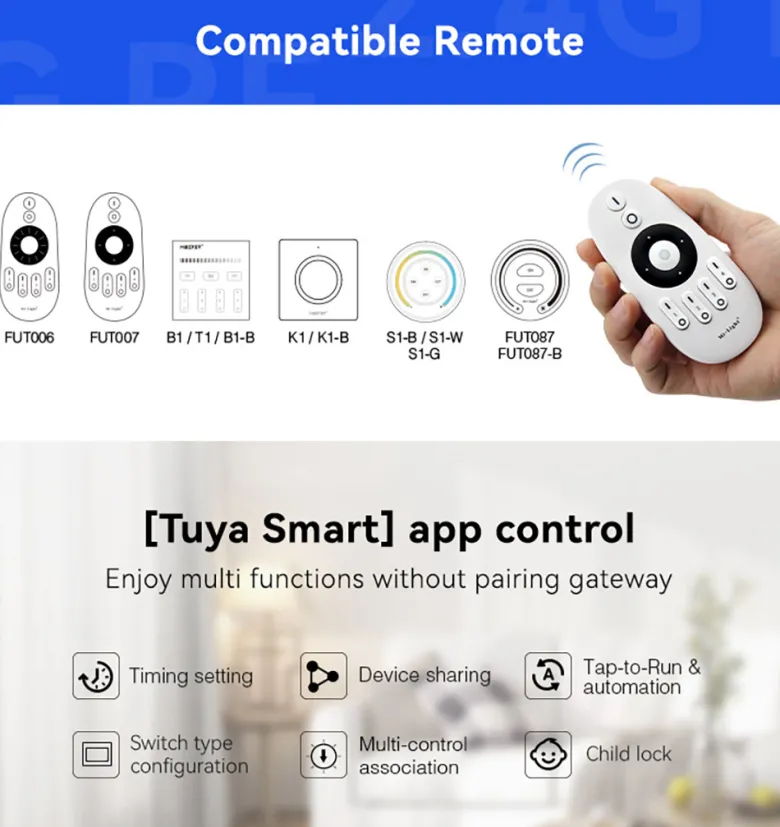 Smart Switch WiFi + 2.4G , AC100-240V, 10A, Alexa / Google Home