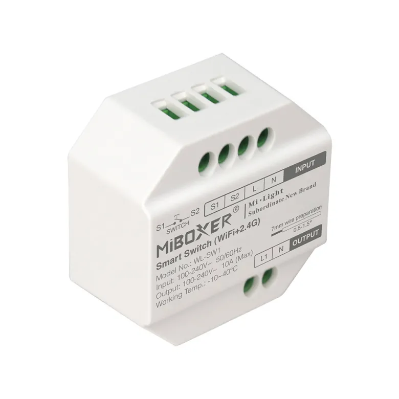 Smart Switch WiFi + 2.4G , AC100-240V, 10A, Alexa / Google Home
