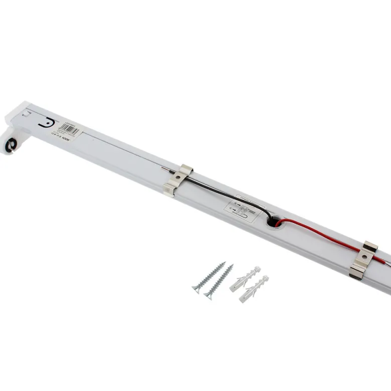 Soporte para 2 Tubos LED T8 de 60 cm. Conexión uno o dos Laterales