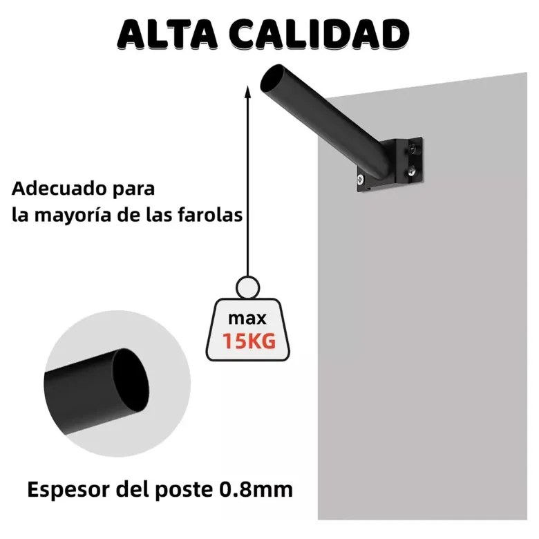 Soporte recto 49cm para farola 58mm para poste o pared