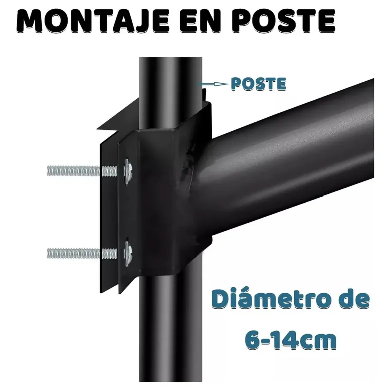 Soporte recto 49cm para farola 58mm para poste o pared