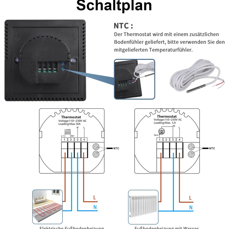 Termostato digital WiFi + ZigBee KOOB negro