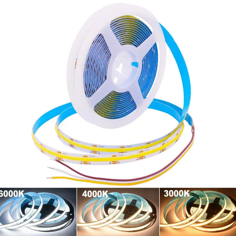 Tira LED Blanco Dual. CCT COB, DC24V, 5m (608 Led/m), 75W, IP20