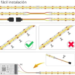 Tira LED Blanco Dual. CCT COB, DC24V, 5m (608 Led/m), 75W, IP20