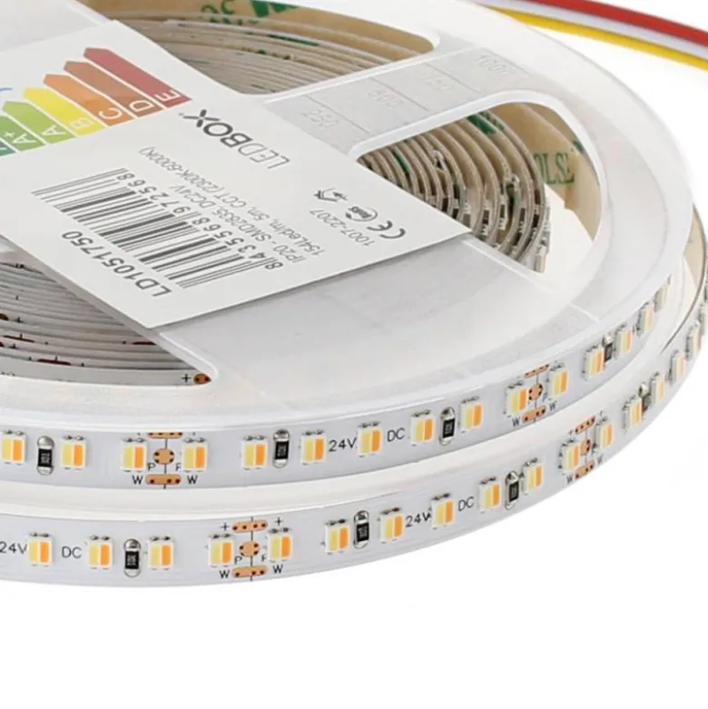 Tira LED Blanco Dual SMD3838, DC24V, 5m (154 Led/m), 75W, CRI>90,IP65