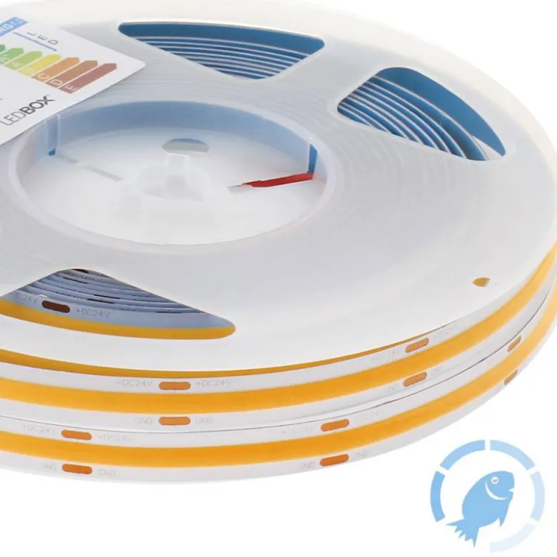 Tira LED Monocolor COB, DC24V, 5m (512Led/m), 60W, IP20, Pescaderías