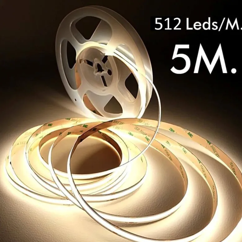 Tira LED Monocolor COB, DC24V, 5m (512Led/m), 60W, IP20, Pescaderías