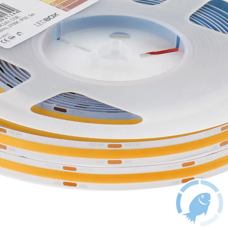 Tira LED Monocolor COB, DC24V, 5m (512Led/m), 60W, IP20, Pescaderías