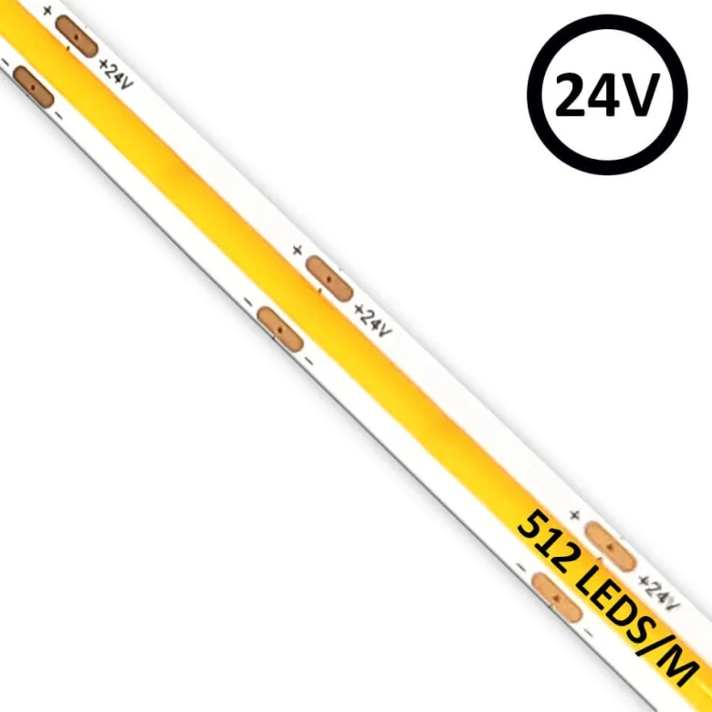 Tira LED Monocolor COB, DC24V, 5m (512Led/m), 60W, IP20, Pescaderías