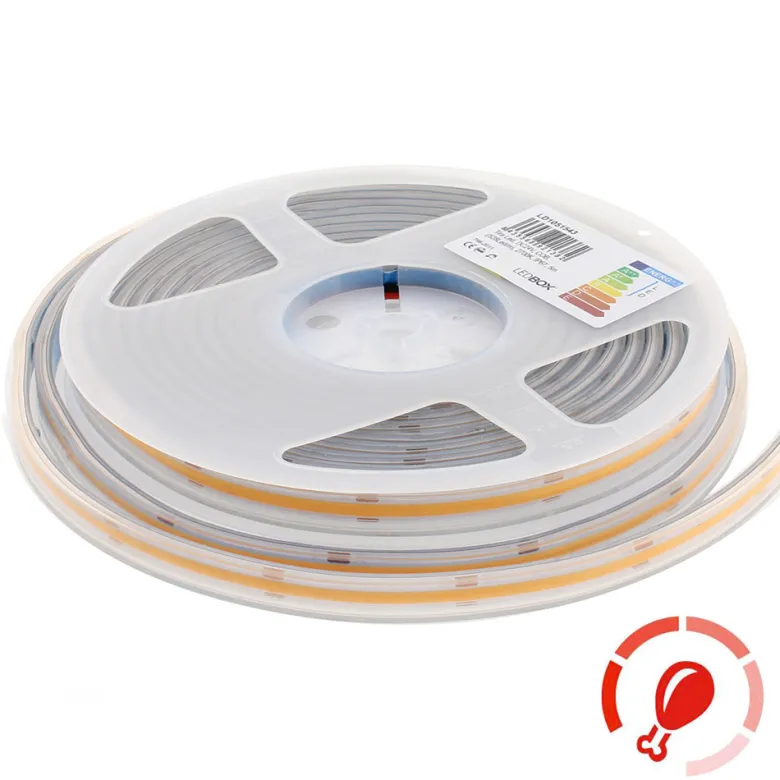 Tira LED Monocolor COB, DC24V, 5m (512Led/m), 60W, IP66, Carnes y frutas