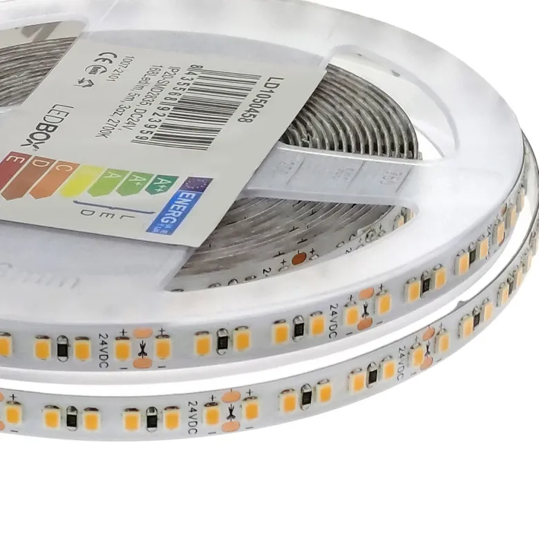 Tira LED Monocolor SMD2835, ChipLed Samsung, DC24V, 5m (168Led/m), 100W, CRI 90 - IP20