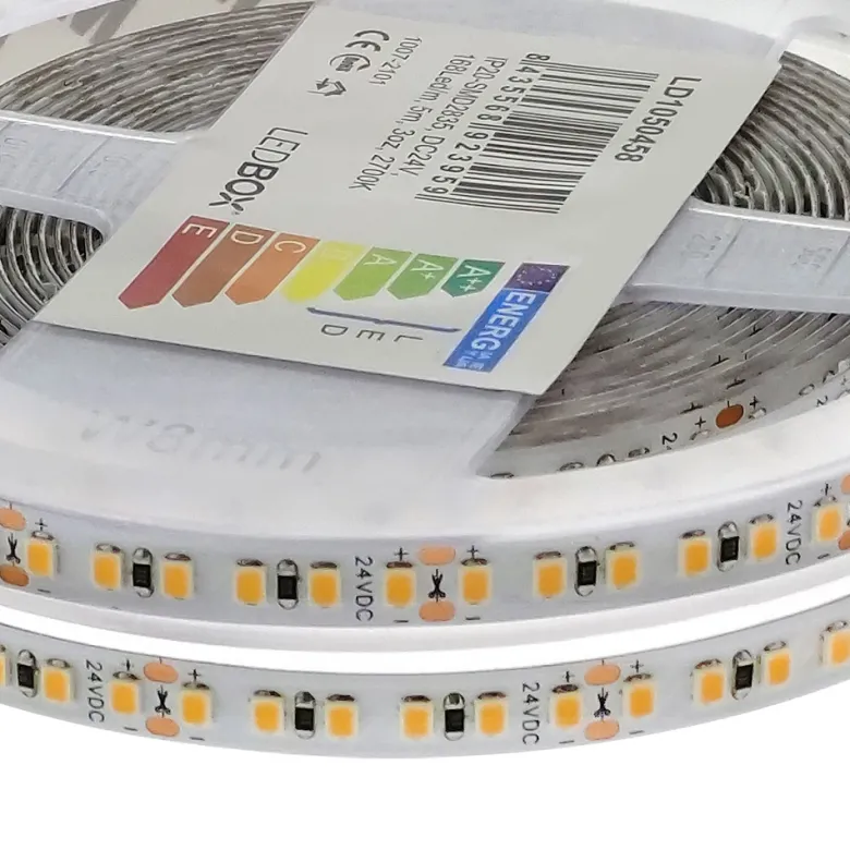 Tira LED Monocolor SMD2835, ChipLed Samsung, DC24V, 5m (168Led/m), 100W, CRI 90 - IP20