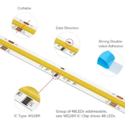 Tira LED Monocolor SPI WS2811 COB, DC24V, 5m (360Led/m), 55W, IP20