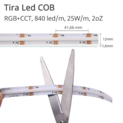 Tira LED RGB+CCT COB, DC24V, 5m (840Led/m), 125W, IP20