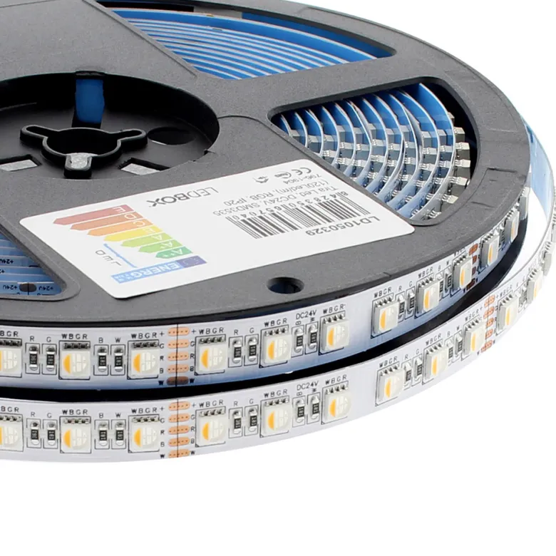 Tira LED SAMSUNG SMD5050, RGB+W, DC24V, 5m (84Led/m 4 en 1) - IP20