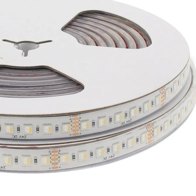 Tira LED SMD5050, RGB+W, DC24V, 5m (96Led/m 4 en 1), 115W, IP67, 3oZ