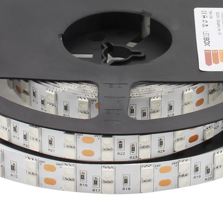 Tira LED UV Ultravioleta SMD5050, DC24V, 5m (120 Led/m) - IP20