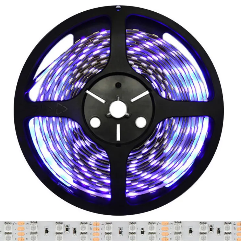 Tira LED UV Ultravioleta SMD5050, DC24V, 5m (120 Led/m) - IP20