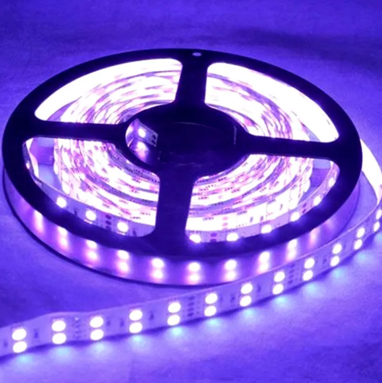 Tira LED UV Ultravioleta SMD5050, DC24V, 5m (120 Led/m) - IP20