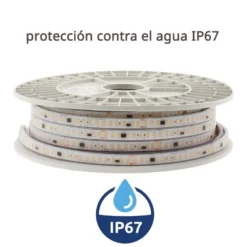 Tira LED 220V Bridgelux SMD2835, 120Led/m, 14W/m, 1540lm/m, Triac regulable, corte 10cm, 1 metro, Silicona