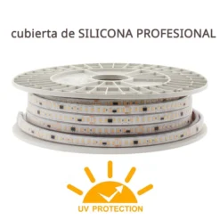 Tira LED 220V Bridgelux SMD2835, 140Led/m, 20W/m, 2800lm/m, Triac regulable, corte 10cm, 1 metro. Silicona