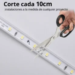 Tira LED 220V Bridgelux SMD2835, 140Led/m, 20W/m, 2800lm/m, Triac regulable, corte 10cm, carrete 20 metros. Silicona