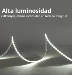 Tira LED 220V Bridgelux SMD2835, 140Led/m, 20W/m, 2800lm/m, Triac regulable, corte 10cm, carrete 20 metros. Silicona