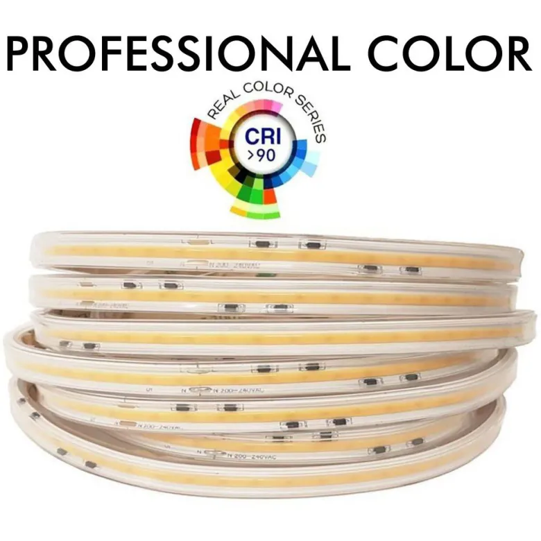 Tira LED 220V COB, 288Led/m, 10W/m, carrete 50 metros con conectores rápidos, 50cm corte