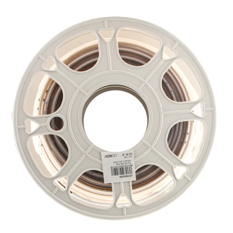 Tira LED 220V COB, 320Led/m, 12W/m, 25cm corte, 1 metro. Regulable Triac. Silicona