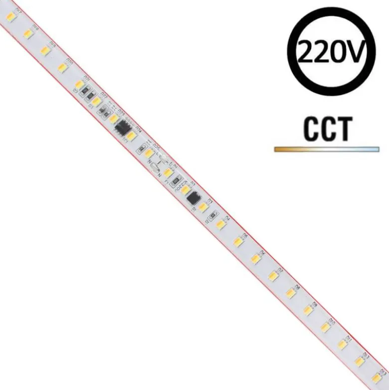 Tira LED 220V Slim SMD2835, 100Led/m, 10W/m, corte 25cm, CCT, 1 metro