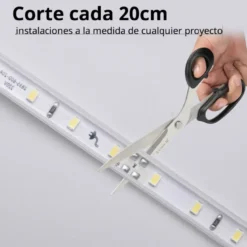 Tira LED 220V SMD2835, 60Led/m, carrete 50 metros con conectores rápidos, 20cm corte