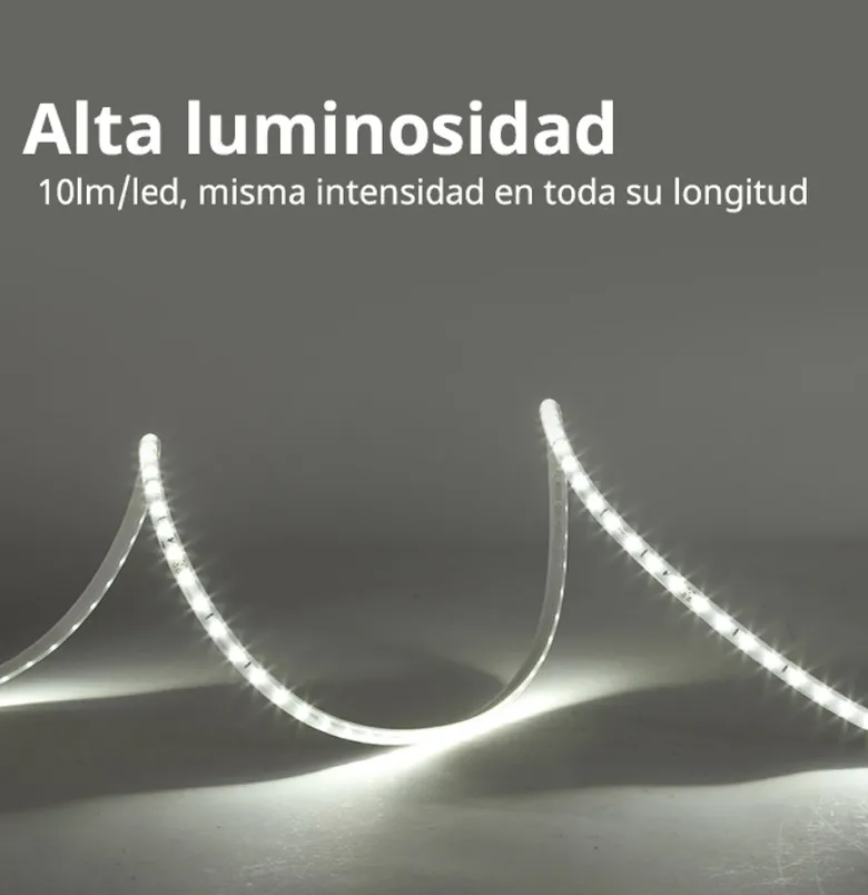 Tira LED 220V SMD2835, 60Led/m, 1 metro con conectores rápidos, 20cm corte