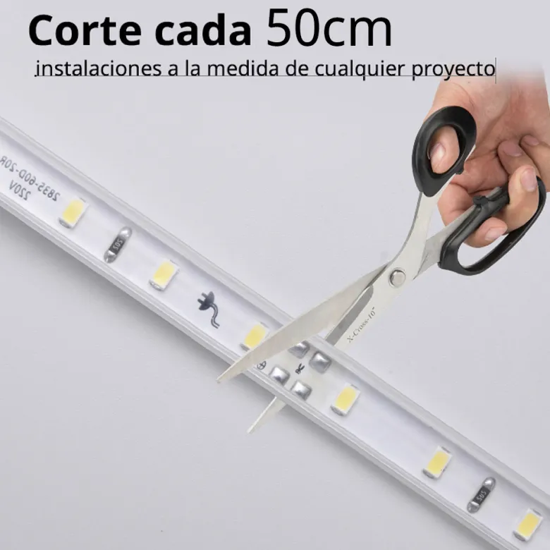 Tira LED 220V SMD5050 60Led/m, 8W/m, RGB, carrete 50 metros + controlador + mando