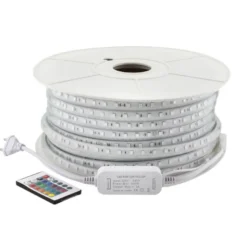 Tira LED 220V SMD5050 60Led/m, 8W/m, RGB, carrete 50 metros + controlador + mando