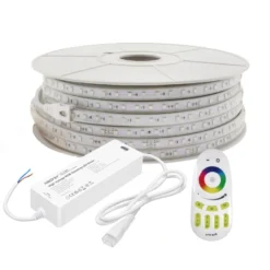 Tira LED 220V SMD5050, 60Led/m, 8W/m, RGB, carrete 50 metros + controlador MiBoxer + mando
