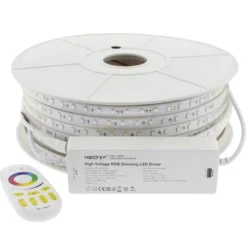 Tira LED 220V SMD5050, 60Led/m, 8W/m, RGB, carrete 50 metros + controlador MiBoxer + mando