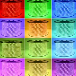 Tira LED 220V SMD 5050, 120Led/m, 14,4W/m, RGB, 2 filas, carrete 50 metros, 18.5mm